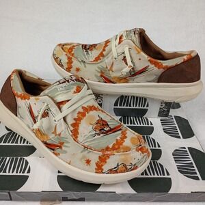 Ariat Hilo Western Aloha Shoes Mens 9B Surfing Bull Rodeo Print Loafers 10044521